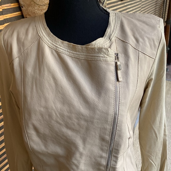 Trussardi Jeans lightweight zip leather jacket with cotton sleeves - Picture 4 of 8